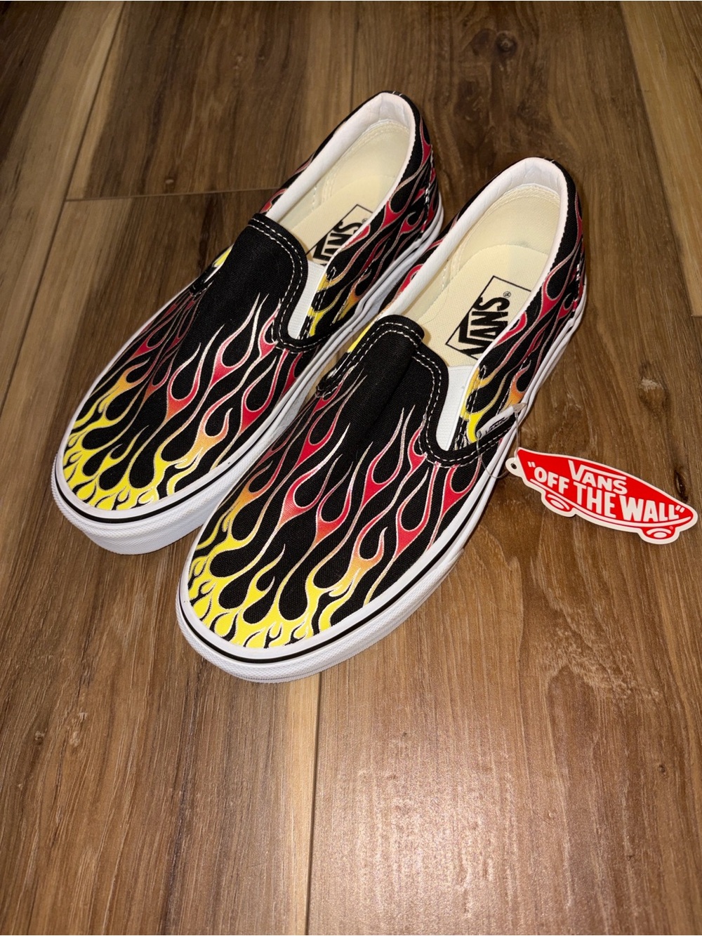Vans Classic Slip-On Flames - Black with Red & Yellow Flame Print